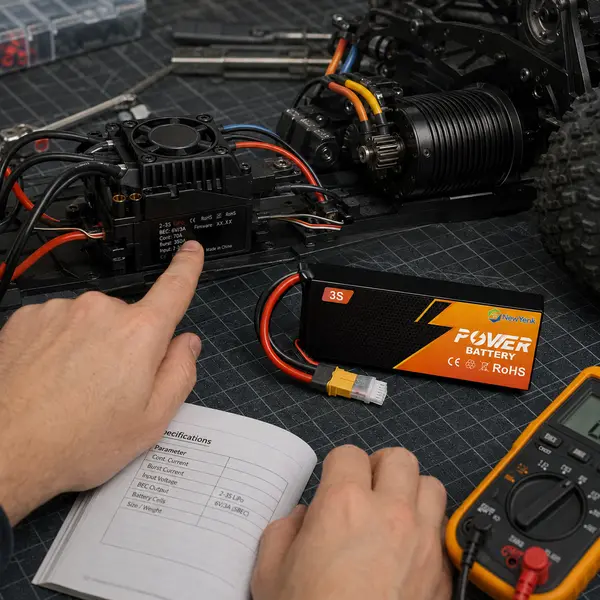 Checking 3S LiPo battery compatibility with an RC car ESC and motor