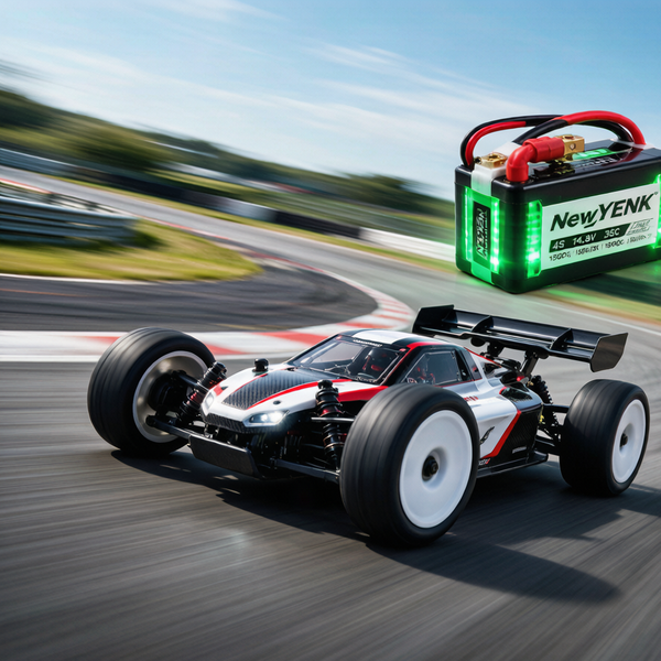 On-road RC racing buggy with NewYENK LiPo battery